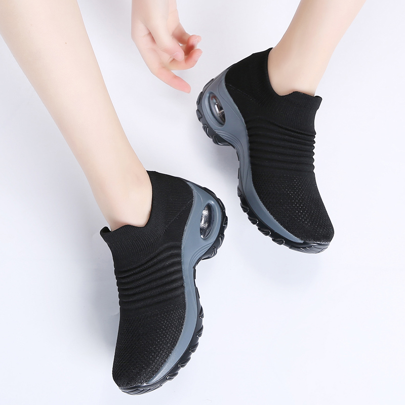 STEP QUEEN Women Sneakers Shoes Flat Slip On Platform Sneakers For Women Black Breathable Mesh Sock Sneakers Shoes 1839