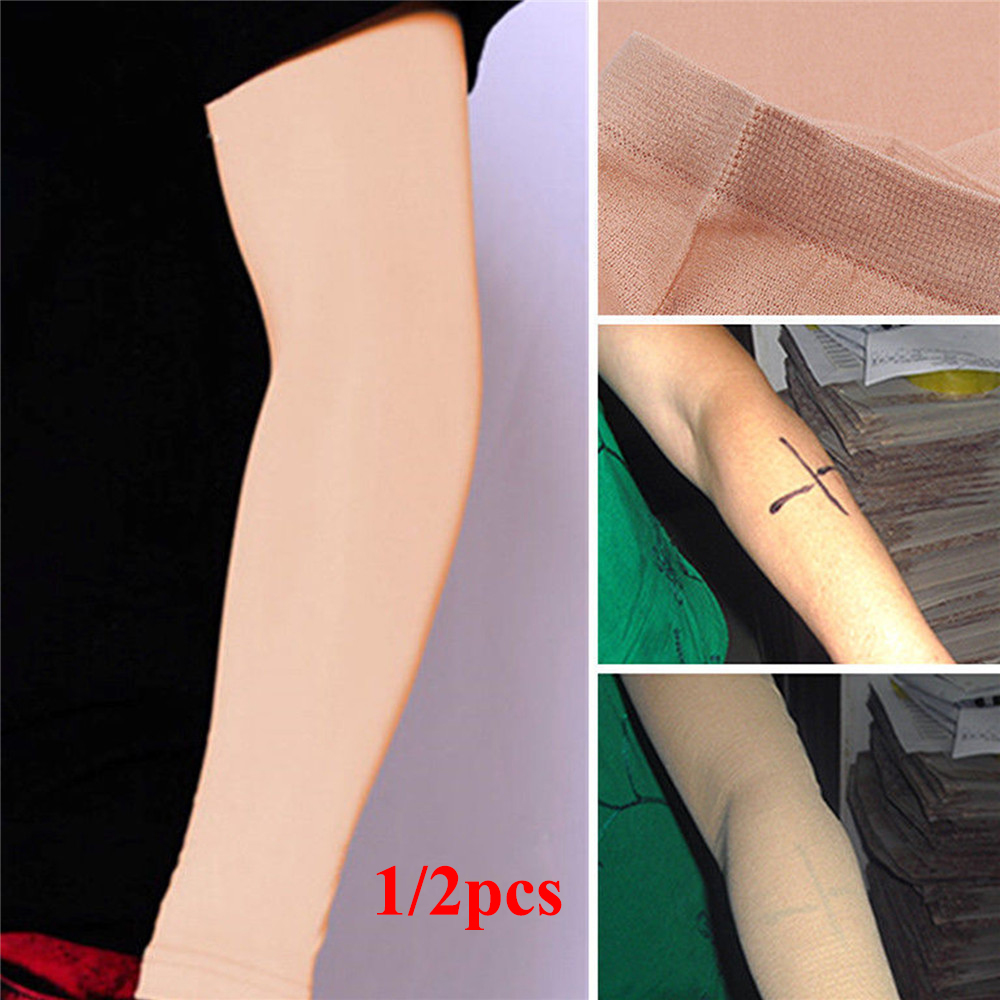 1/2Pcs Summer UV Protection Oversleeve Tattoo Cover Up Sleeves Bands Forearm Skin Color Concealer Support Tattoo Oversleeve