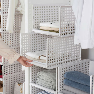 Stackable Shelf Foldable Drawer Wardrobe Storage Basket Rack Large Capacity Organizer Multilayer Clothes Storage Holder