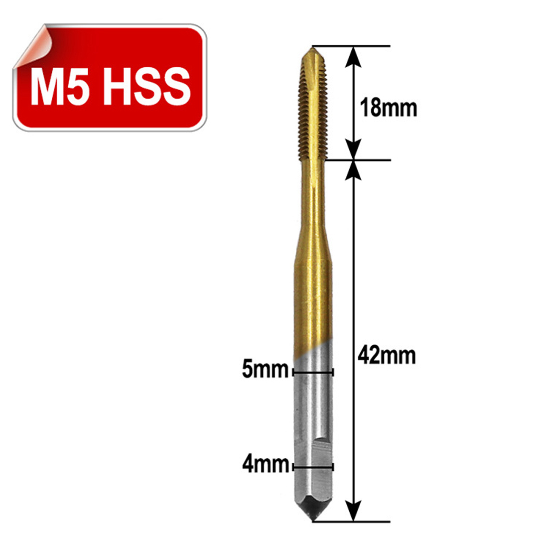 1pcs/5pcs Titanium Coated Thread Tap Drill Metric Hss Spiral Fluted Machine Screw Tap Spiral Pointed Taps M3 M4 M5 M6 M8