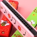 Double Row 16 Hole Harmonica Musical Instruments Children's Wooden Painted Harmonica Creative Early Education Toy New Teaching