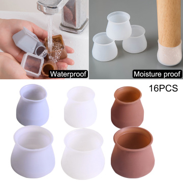 16pcs Furniture Leg Protector Silicone Caps Office Anti Slip Bottom Practical Feet Pads Chair Floor Prevents Noise Round Home