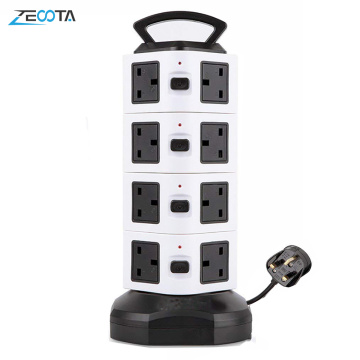 Vertical Power Strip Surge Protector Tower 2/3/4 Layer Outlet UK Electric Plug Socket USB Charger 3m Extention Cord Office Home