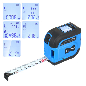 2-in-1 Digital Measuring Tape 196ft Laser Distance Meter Auto Lock 16ft Tape Measure Distance Area Volume