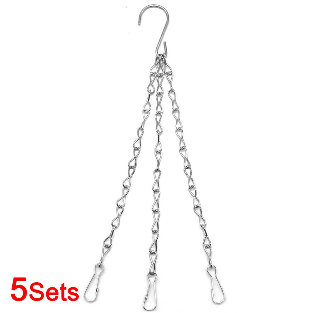 5 Sets With Hooks Flower Pot Garden Plant Easy Installation Outdoor Replacement Holder Durable Hanging Basket Chain Iron Home