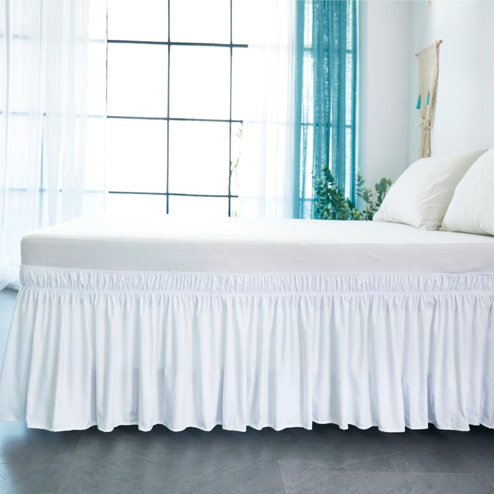 Large Hotel Bed Skirt Wrap Around Elastic Bed Shirts Without Bed Surface Twin /Full/ Queen/ King Sizes 38cm Height Home Decor