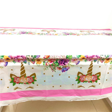 108*180cm Cartoon Unicorn pink Plastic Table Cloth Cover Party Decoration for Kids Birthday Party Decoration Supplies 1pcs