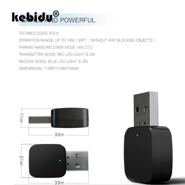 kebidu 2 IN 1 Real Stereo Bluetooth 5.0 Receiver Transmitter Bluetooth Wireless Adapter Audio With 3.5MM AUX For Home TV MP3 PC