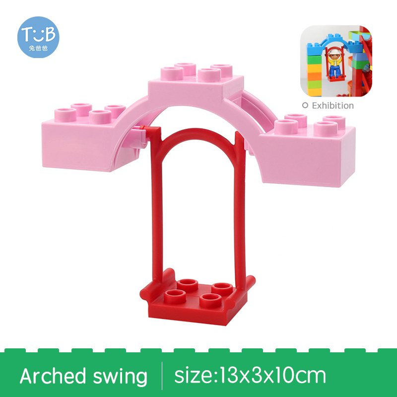 Duplos Blocks Amusement Park Accessory Slide Ladder Swing Seesaw Carousel Big Large-particle City Building Blocks Bricks DIY Toy