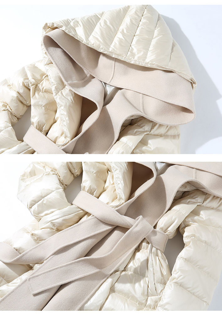 Women Double Hoods Long Down Coat