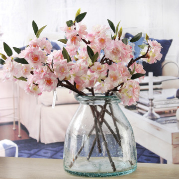 Artificial Cherry blossoms Silk+Plastic flowers branch for Home hotel Decor DIY Wedding arch Decoration wreath