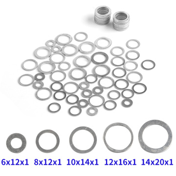 20/100pcs Aluminum Flat Washers Gasket Set 6x12x1mm 10x14x1mm Washer Gasket Sealing Rings