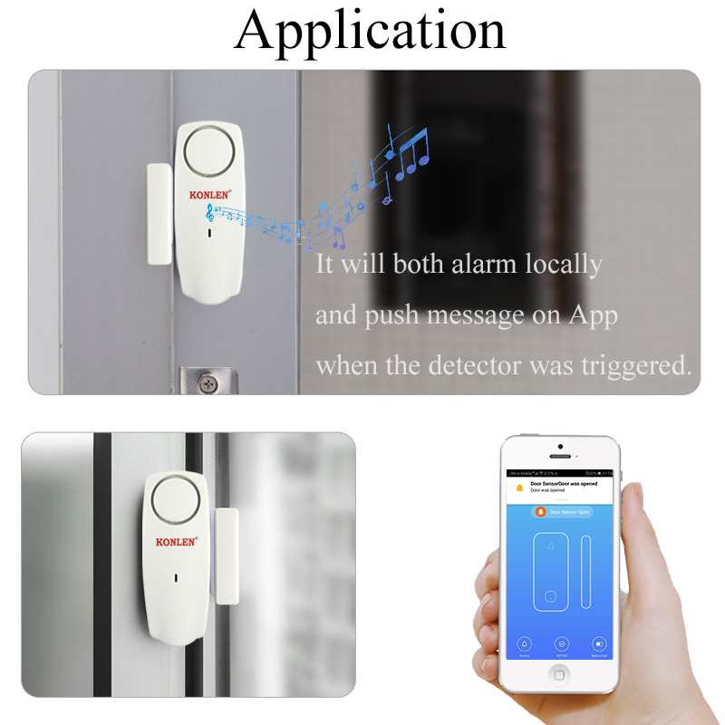 KONLEN Tuya Melody Alert WIFI Door Window Open Sensor Home Security Entry Alarm Detector Smart Life App Google Home Alexa Ifttt