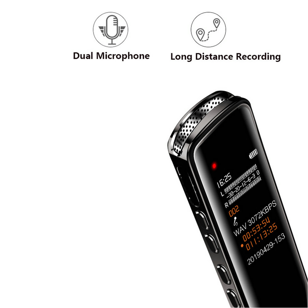 Long Time Digital Voice Recorders Sound Audio Recording Dictaphone Voice Activated Recording Device with MP3 Player, Password
