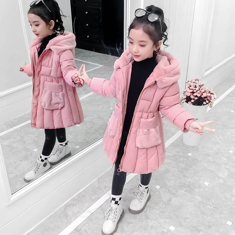 Russian Winter Jacket for Girl Hooded Coat 2020 New Children snowsuit Down cotton Clothes Outerwear Long Teen parka clothing -30