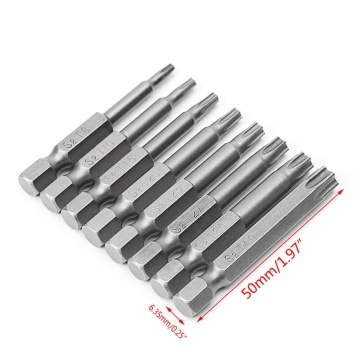 2020 New 8 Pcs/Set 1/4 Inch 50mm T8-T40 Magnetic Torx Electric Screwdriver Bits Kit