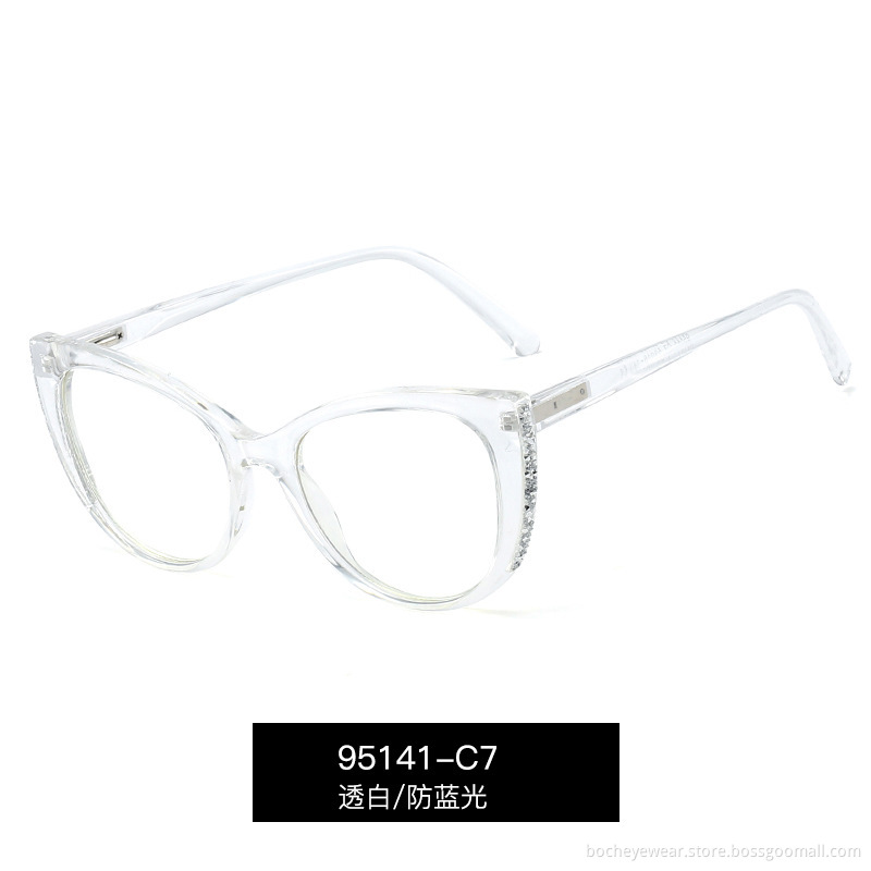 New fashion diamond inlaid blue light proof flat lens women's computer eye protection frame glasses can be equipped with glasses