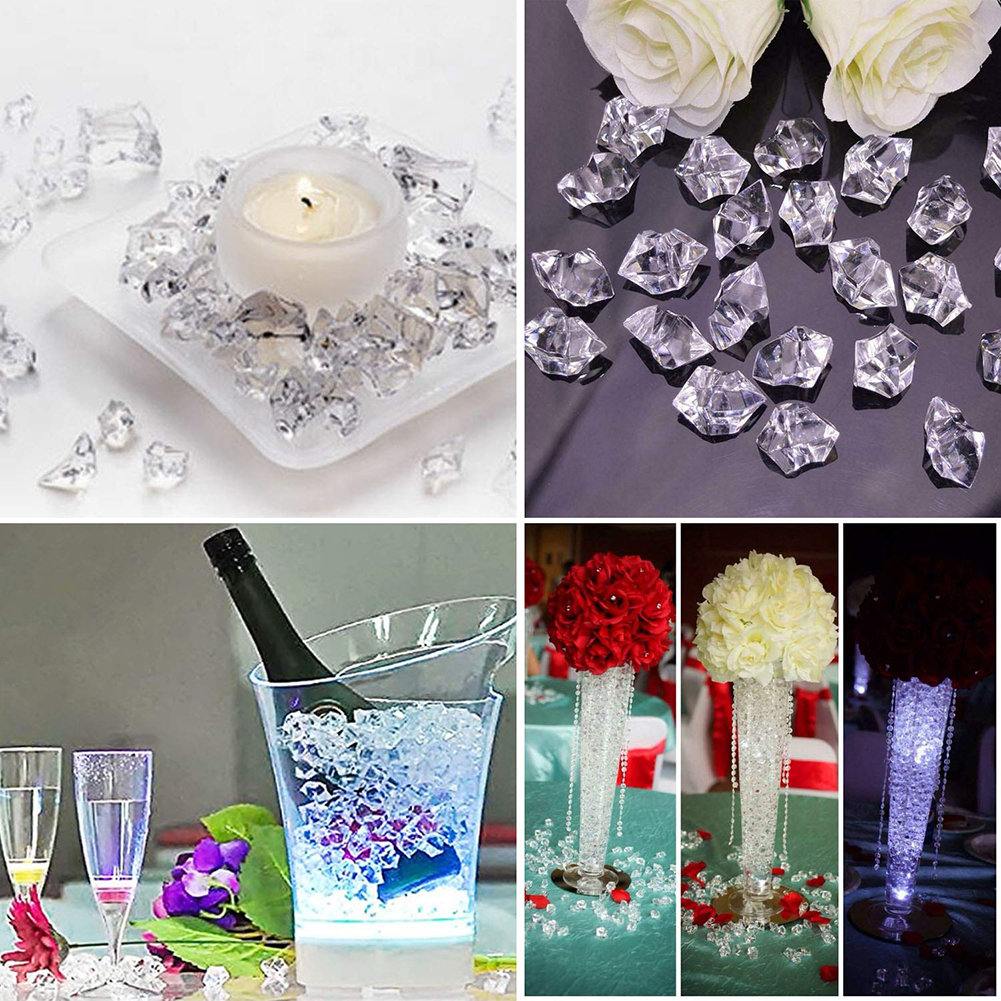 100pcs Clear Acrylic Diamond Crystal Ice Rock Stones Vase Gems Irregular Wedding Party Decor Confetti Table Scatter Beads