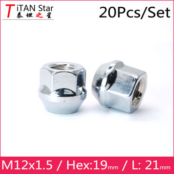 20pcs Open M12x1.5 1.5 OEM OE Stock Factory Wheels Rims Acorn Lug Nuts 19Hex Chrome FOR Ford Chevrolet Buick
