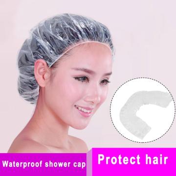 20pcs Disposable Shower Cap Clear Spa Hats Elastic Shower Bathing Cap Bathroom Products Women Men Bath General Accessories