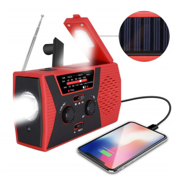 Emergency Solar Hand Crank Portable Radio AM/FM/NOAA Weather Alert Radio with LED Flashlight, Reading Lamp 2000mAh Power Bank