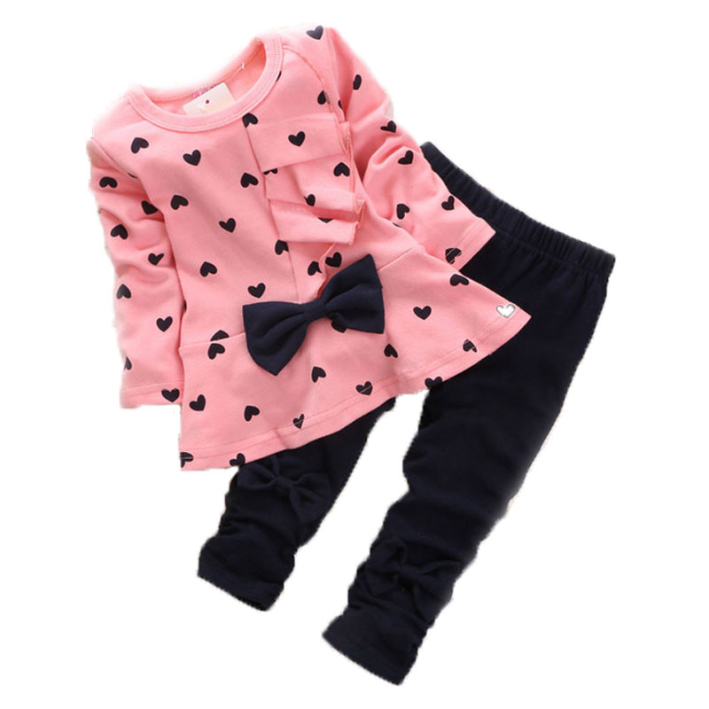 New Autumn Girls Baby Cotton Cartoon Long Sleeves Suit European and American Style Baby Clothing Sets 2PCS