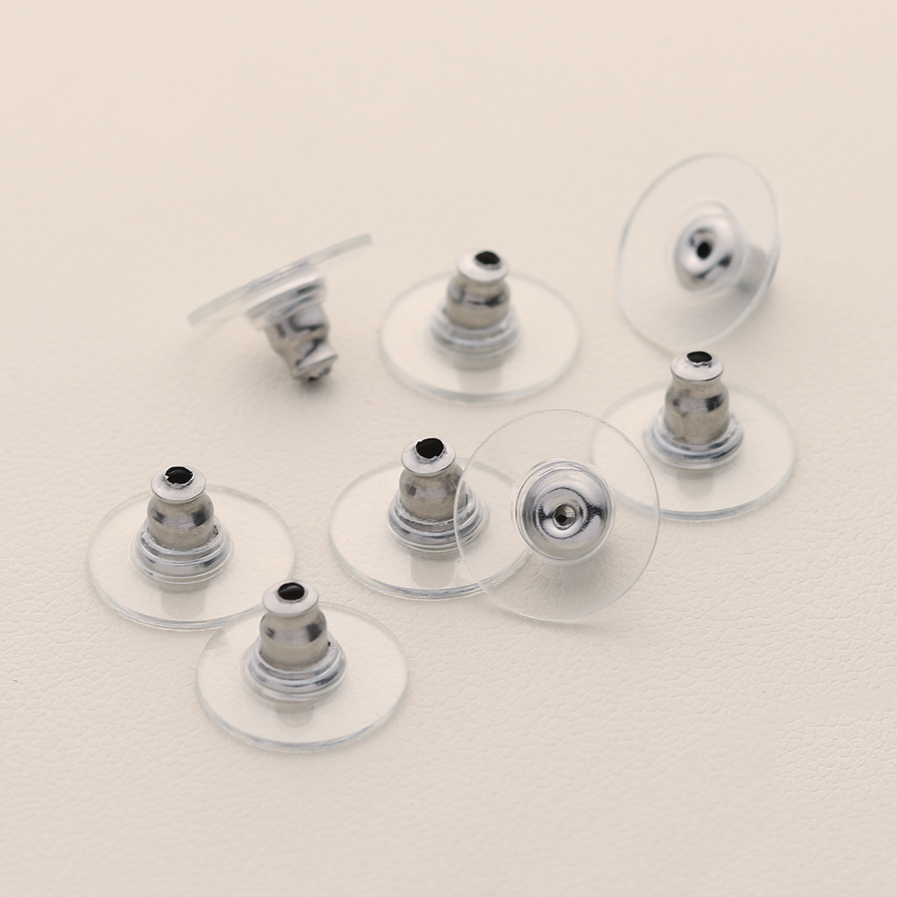 50pcs Stainless Steel Bullet Clutch Earring Backs with Pad Ear Nut Earrings Stopper Plugs DIY Jewelry Making Findings Components