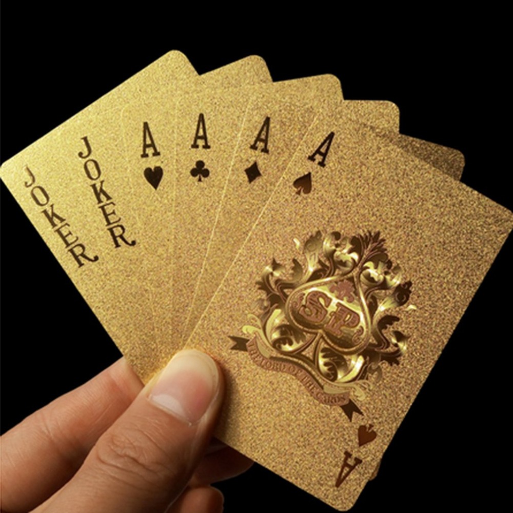 Hot Golden Waterproof Design Playing Cards Durable Use Gold Foil Poker Playing Cards Best Gift Gambling Table Games