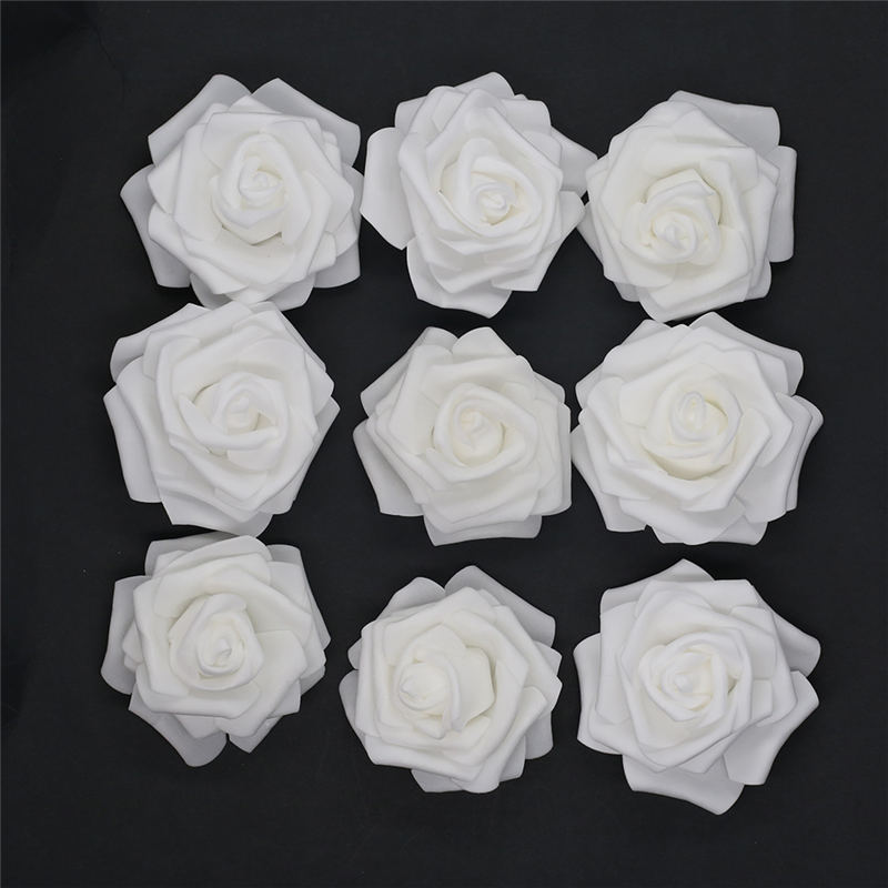10pcs-100pcs White PE Foam Rose Flower Head Artificial Rose For Home Decorative Flower Wreaths Wedding Party DIY Decoration