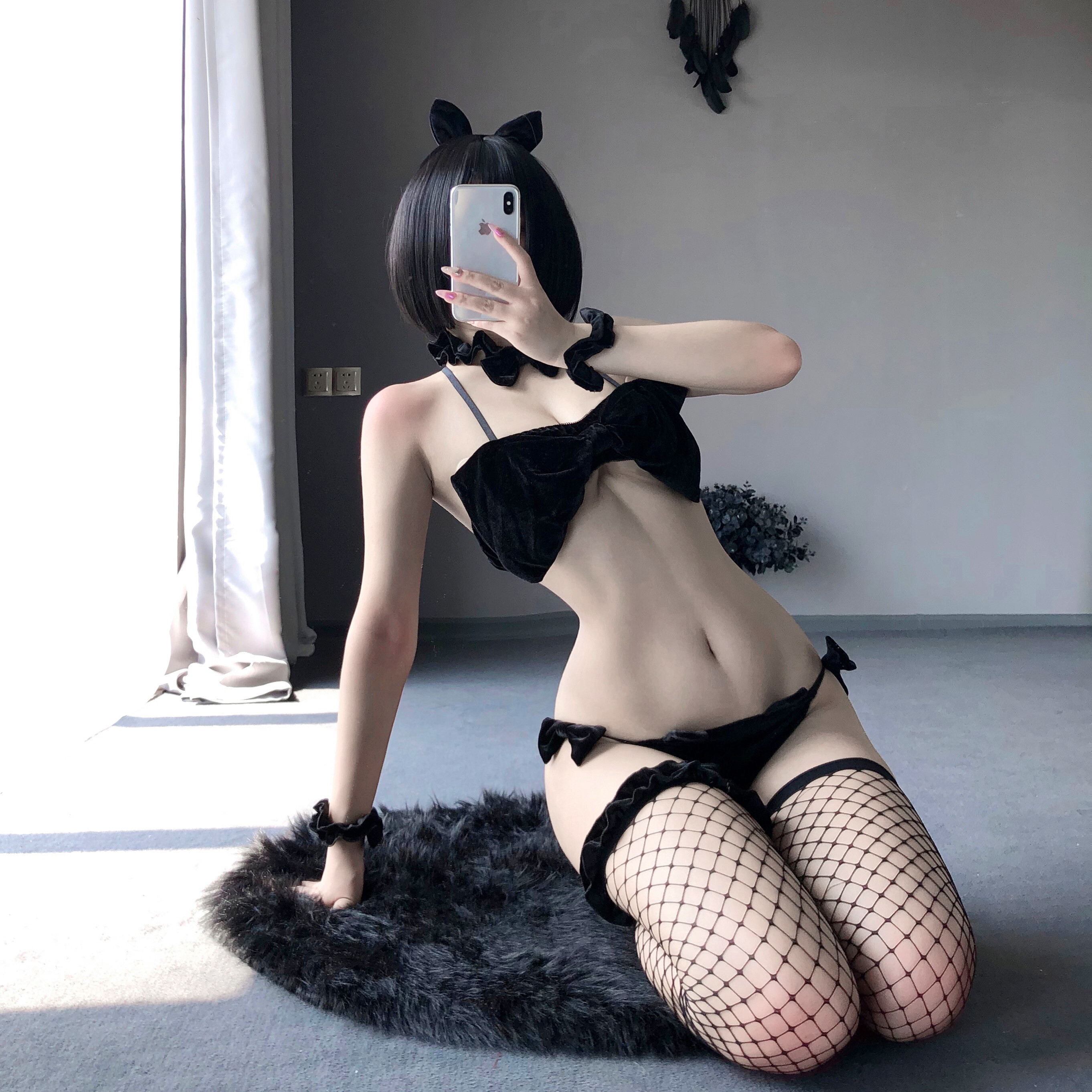 New Year Christmas Women's Sexy costume flannel Bunny girl suit cosplay Erotic lingerie Role play costume for Sex adult suit