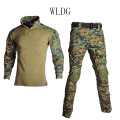 Military Uniform Shirt + Pants With Knee Elbow Pads Outdoor Airsoft Paintball Tactical Ghillie Suit Camouflage Hunting Clothes