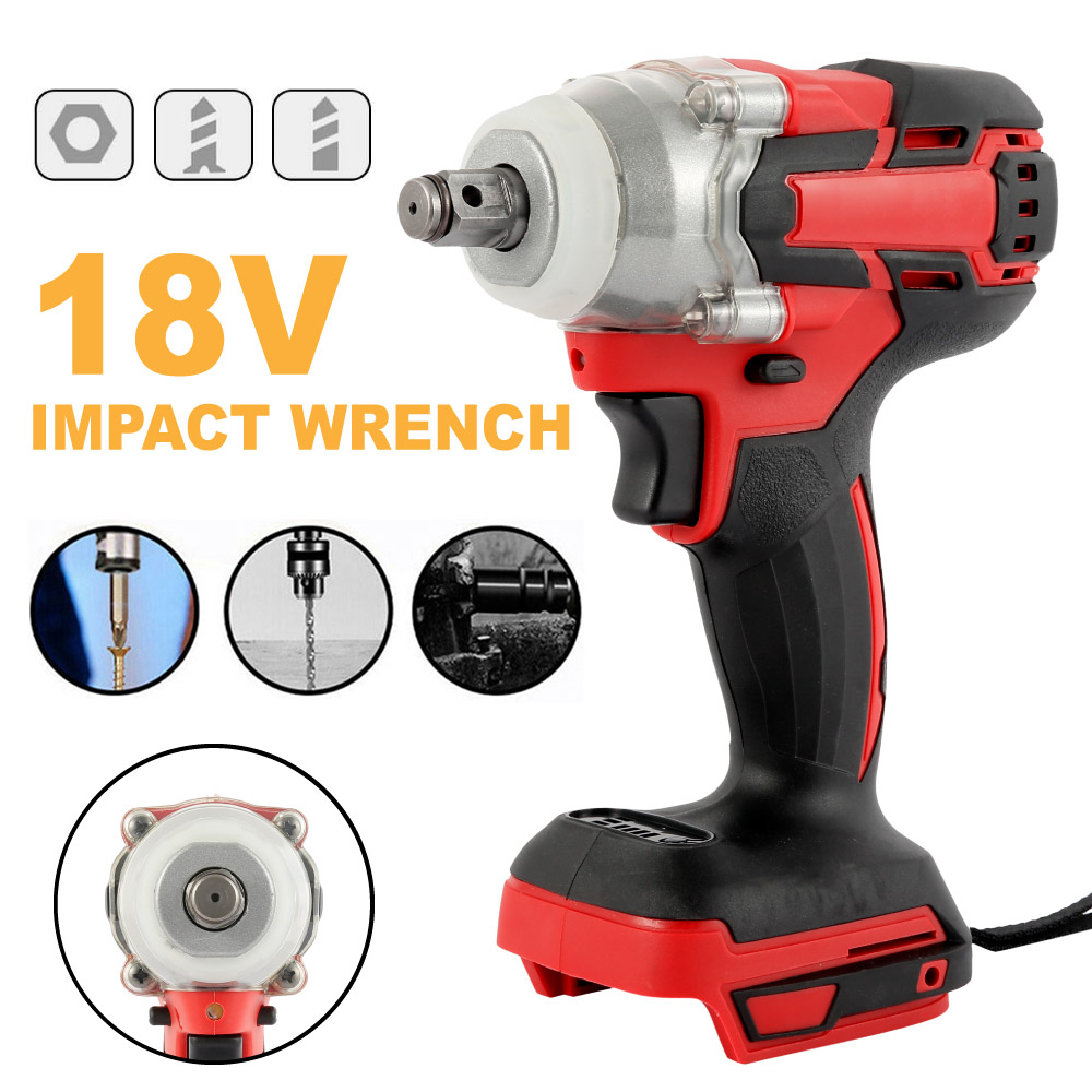 18V Electric Brushless Impact Wrench Cordless 1/2 Socket Wrench Power Tool Rechargeable Wireless Drill Impact Wrench Power Tools