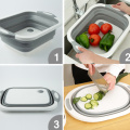 Collapsible Cutting Board Chopping Block Foldable Cutting Board Kitchen Silicone Board Fruit Washing Basket With Draining Plug