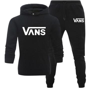 Casual Men Sets Clothing VANS Tracksuit Casual Sportsuit Hoodies Sportswear Hooded Sweatshirt+Pant Pullover Two Piece Set
