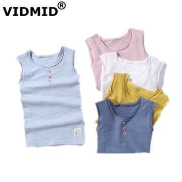 VIDMID New Baby Children vests summer boys Girls tanks sleeveless t-shirt Cotton solid tanks kids boys beach clothes 7010 07