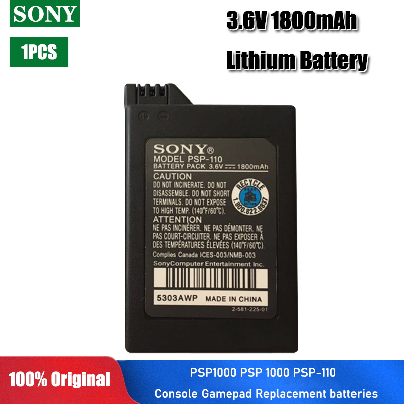 1PCS 3.6V 1800mAh Lithium Ion Rechargeable Battery Pack for Sony PSP1000 PSP 1000 PSP-110 Console Gamepad Replacement batteries
