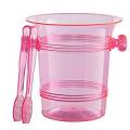 Plastic pink ice bucket with scoop