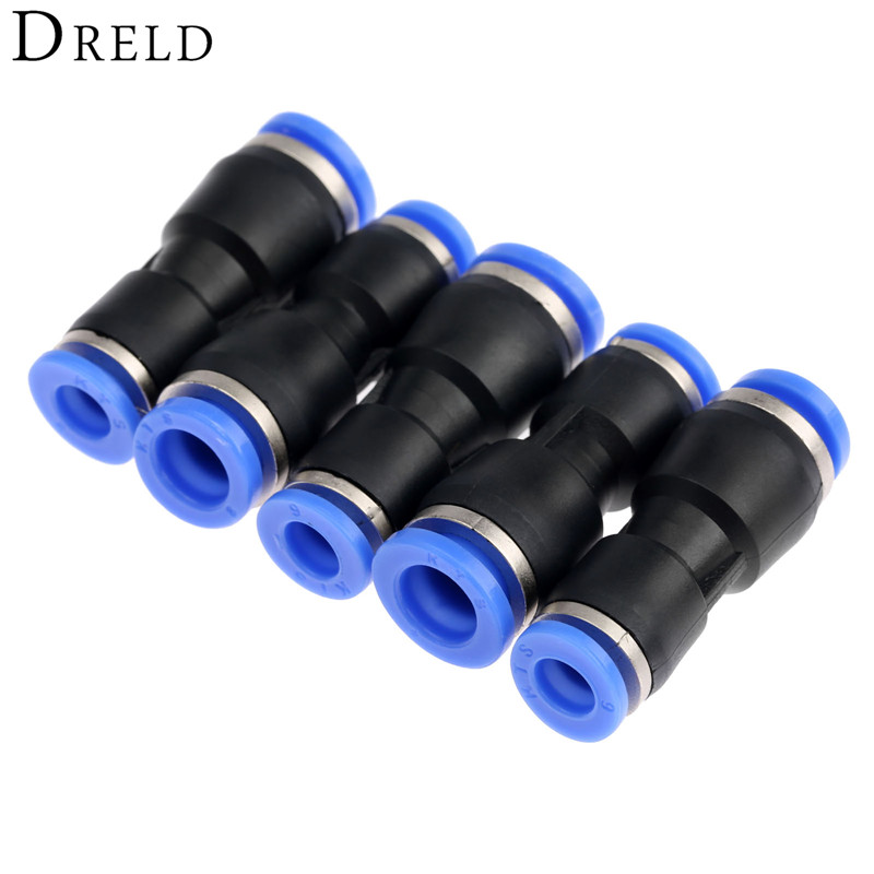 5Pcs Pneumatic Fittings Push In Straight Reducer Connectors For Air Water Hose Plastic Pneumatic Parts PG8-6 8mm Hole to 6mm