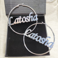 20mm-100mm Custom Hoop Earrings Customize Name Earrings Twist hoop earring Personality Earrings With Statement Words Hiphop Sexy