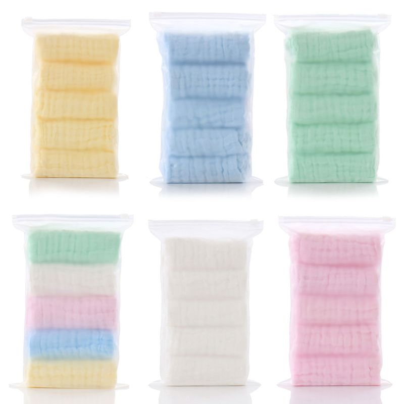 5pcs/lot Baby Handkerchief Square Face Towel Muslin Infant Face Towel Wipe Cloth 57BF