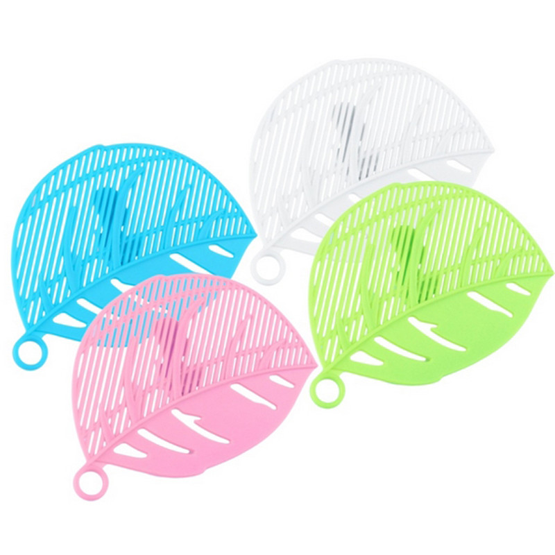 New 2020 Durable Clean Rice Wash Sieve Leaf Shape Beans Peas Cleaning Gadget Plastic Kitchen Clips Tools 14.5*10.2cm