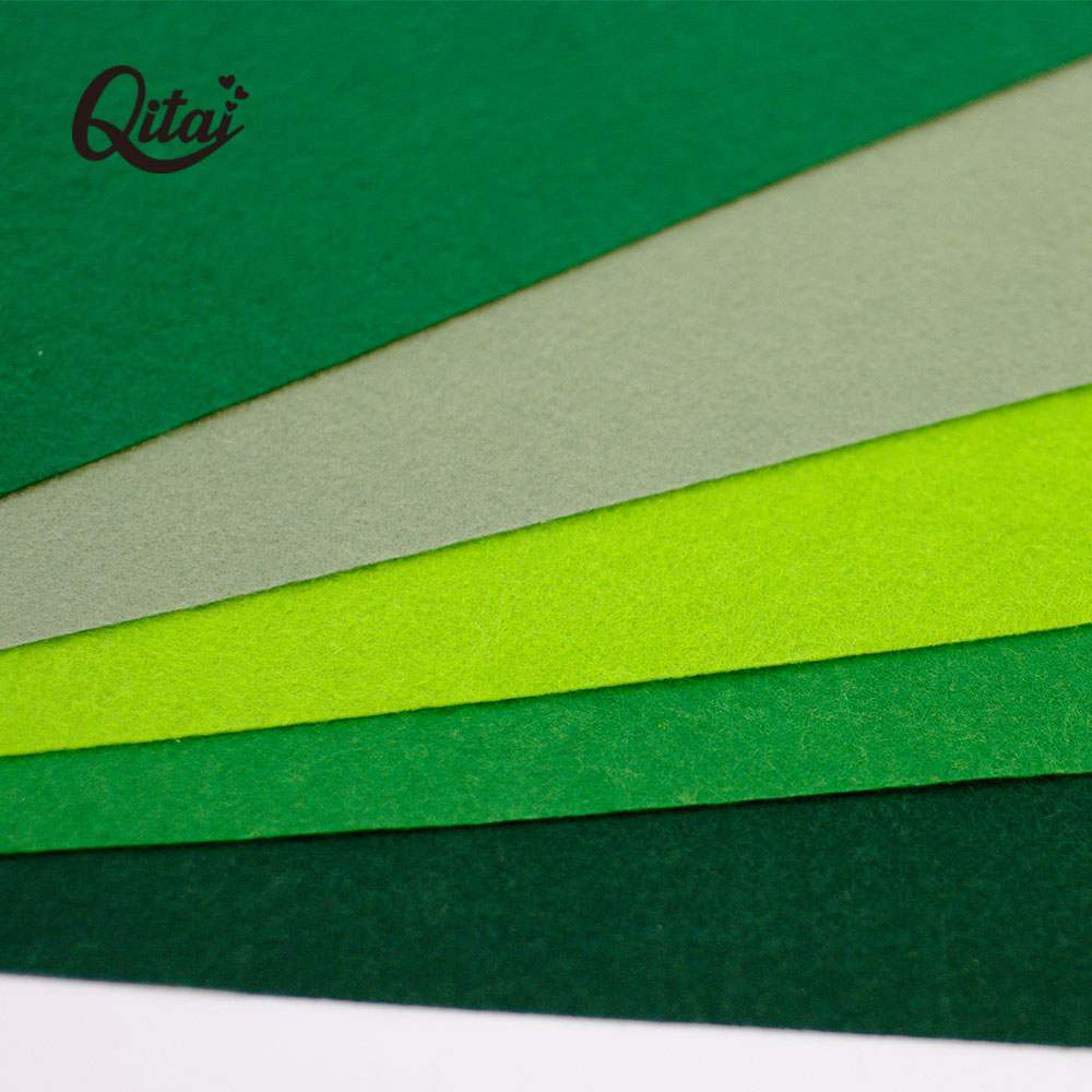 QITAI 5PCS/SET A4 Size Non Woven Felt Sheets Fiber Thick Kids DIY Craft Fabric Square Embroidery green Scrapbooking Craft