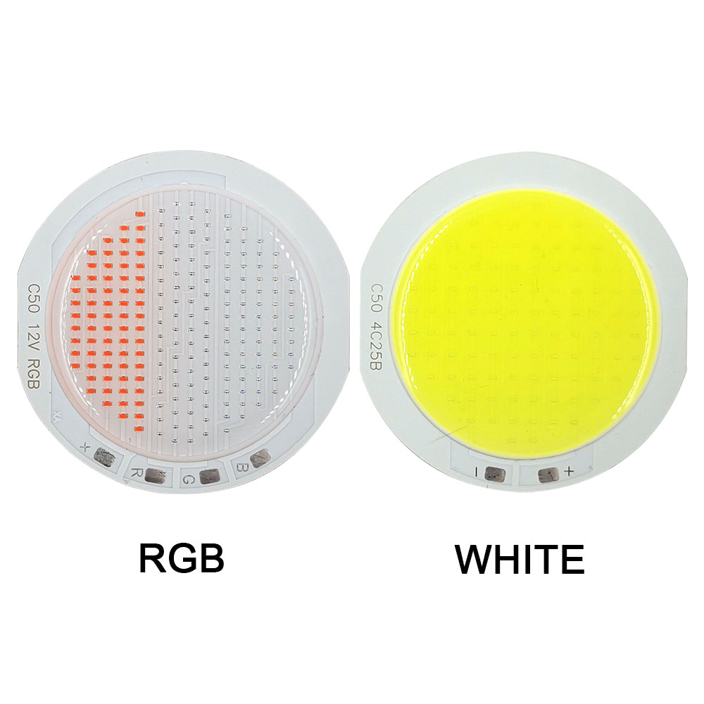 Dimmable 50mm Rounded RGB COB LED Light 12V Bulb Remote Control White Red Green Blue Three Color Chip LED Lamp with Dimmer