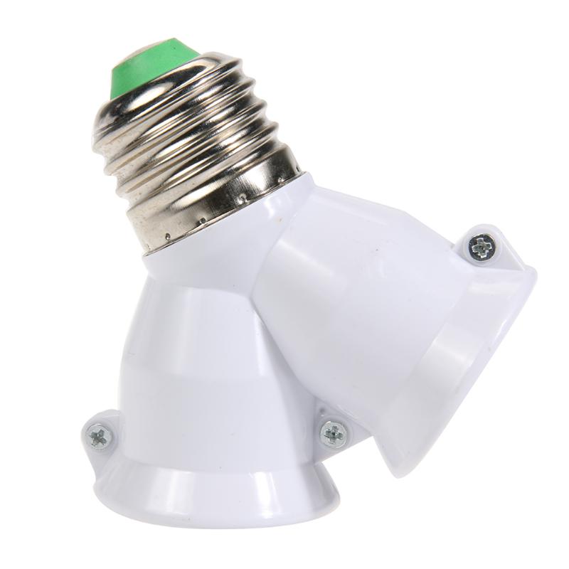 2 In 1 Double E27 Socket Base Extender Splitter Plug Halogen Light Lamp Bulb Holder Copper Contact Adapter Converter