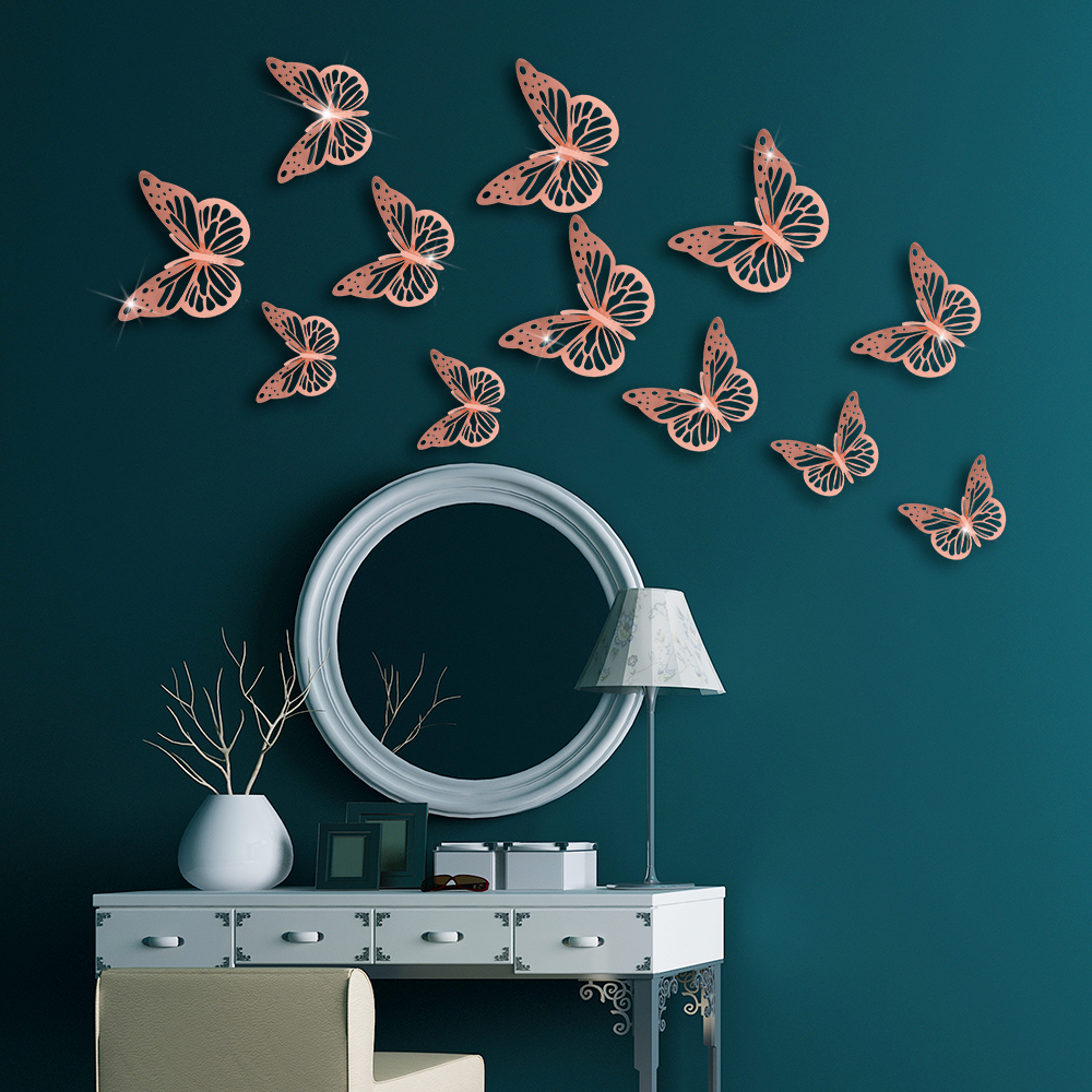 12pcs/set 3D Hollow Butterfly Wall Stickers for Kids Rooms Home Decor stickers Fridge stickers DIY Party Wedding Butterflies