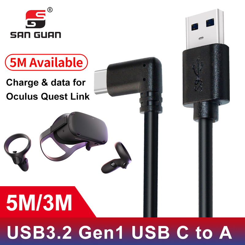 5M 3M USB-C Cable Oculus Quest 2 Link Cable USB3.2 Compatability Right Angle Type-c 3.2Gen1 Speed Data Transfer Fast Charge