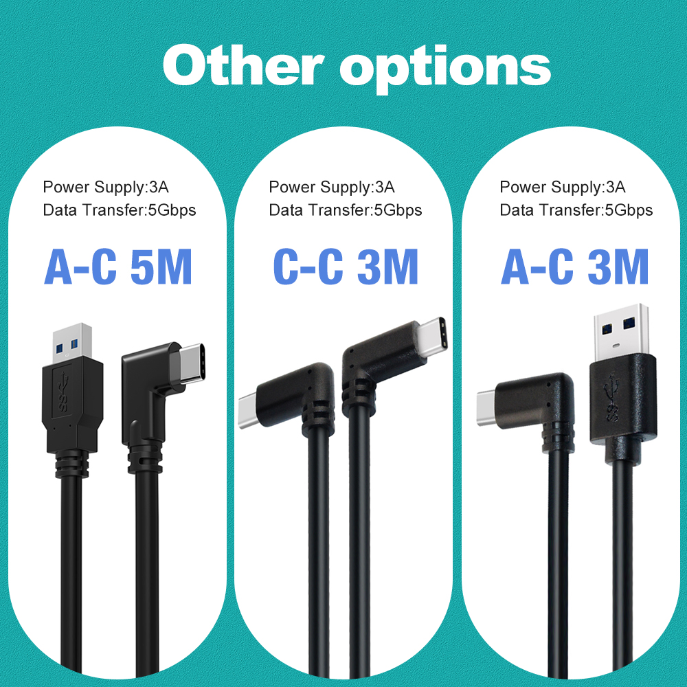 5M 3M USB-C Cable Oculus Quest 2 Link Cable USB3.2 Compatability Right Angle Type-c 3.2Gen1 Speed Data Transfer Fast Charge