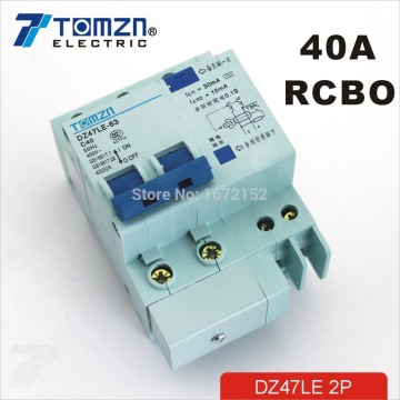 DZ47LE 2P 40A 230V~ 50HZ/60HZ Residual current Circuit breaker with over current and Leakage protection RCBO