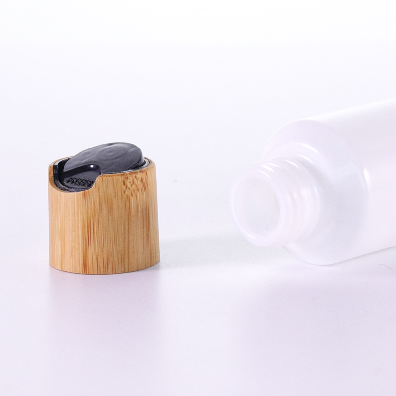 Slant Shoulder White Bottle With Bamboo Dispensing Lid5 Jpg
