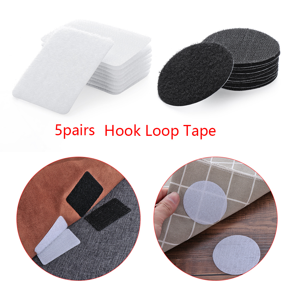 5pairs Double-sided Self-adhesive Fixed Magic Sticky Round Pads Hook Loop Fastener Tape Bedcloths Sofa Carpet Non-slip Holder